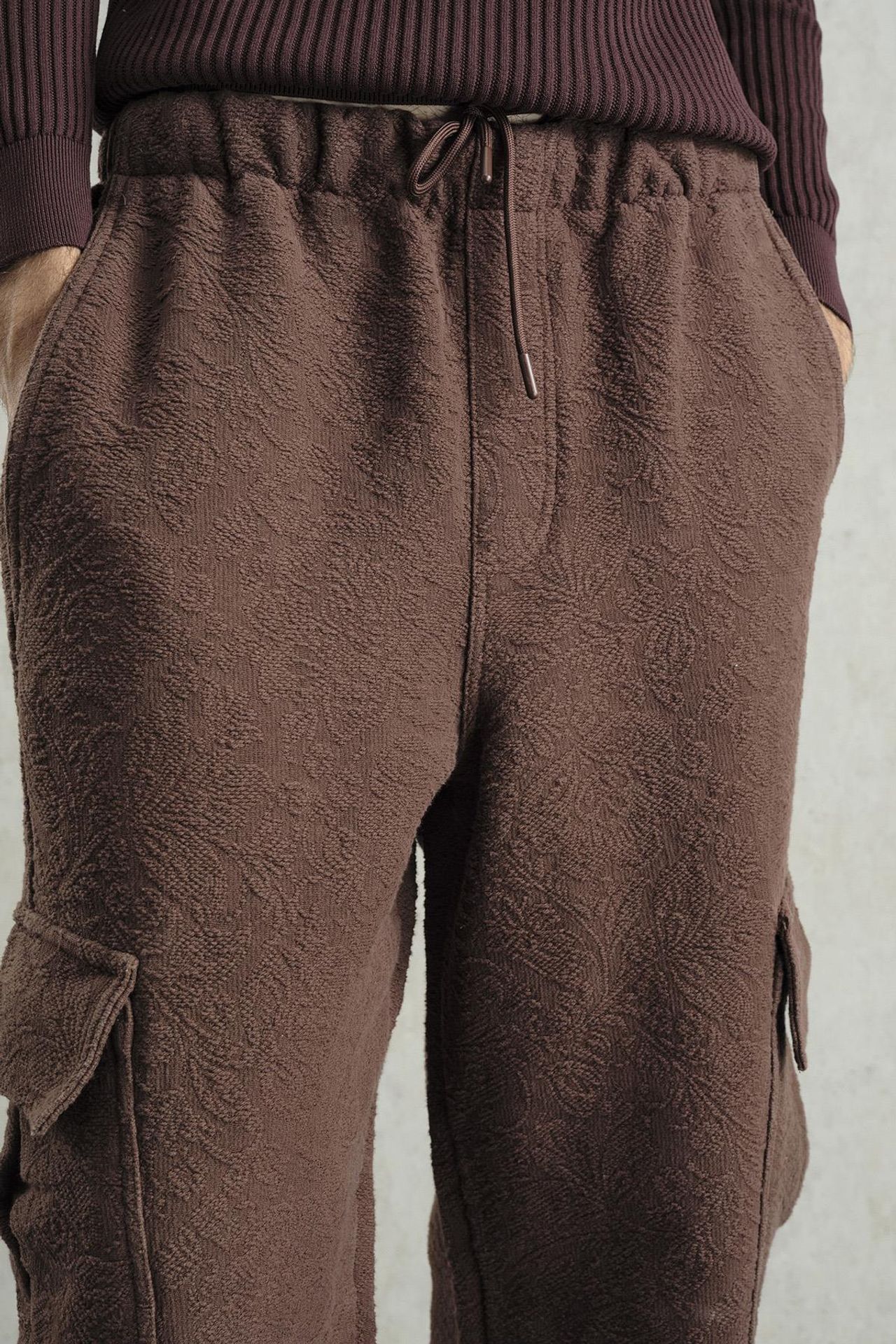 GIESTO Relaxed Fit Textured Drawstring Waist Pants 5