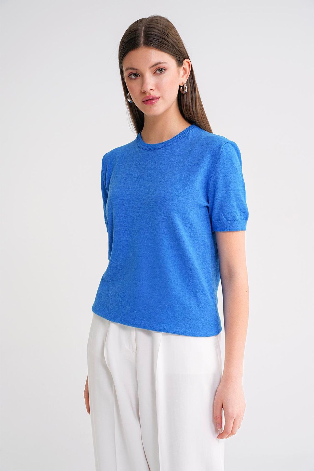 Mixray Crew Neck Short Sleeve Knit Sweater 2