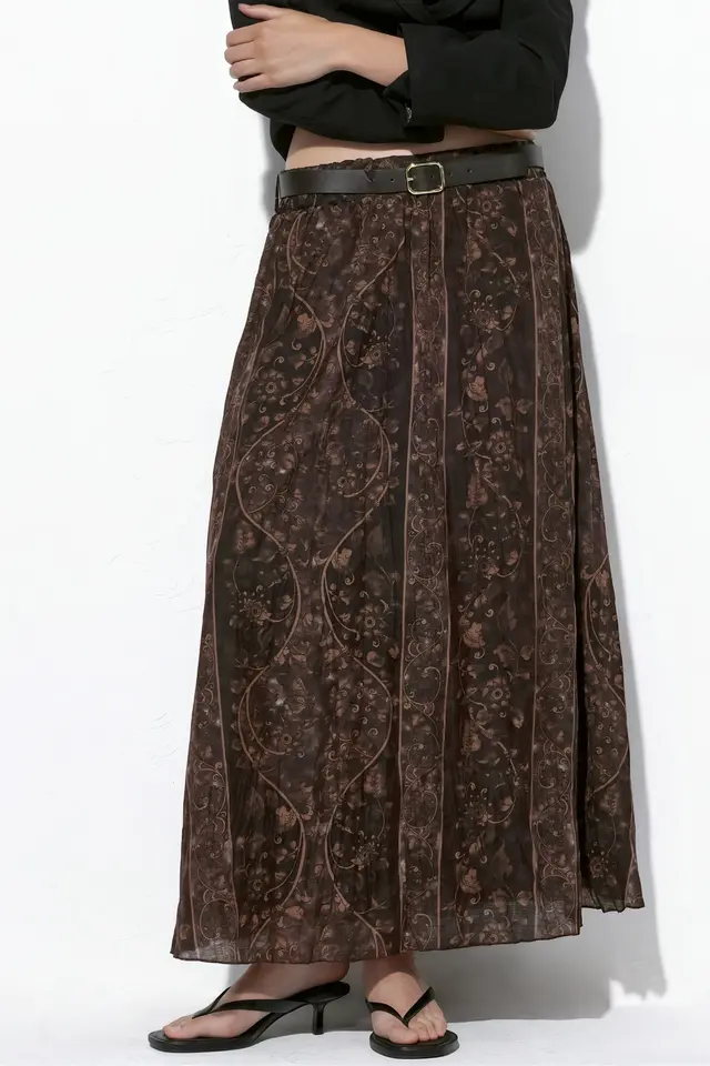 BDART High-Waist Paisley Midi A-Line Skirt