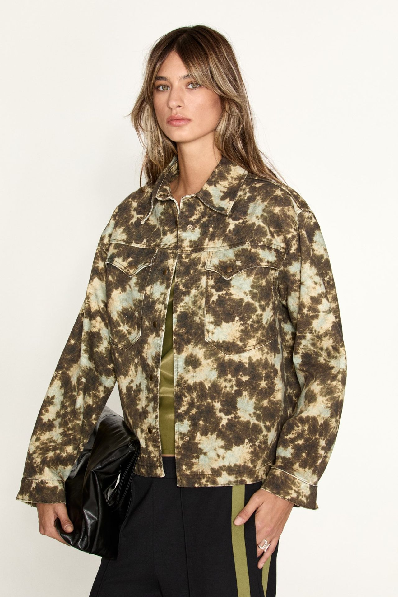 GRIMELANGE Tie-Dye Shirt Collar Snap Jacket 3