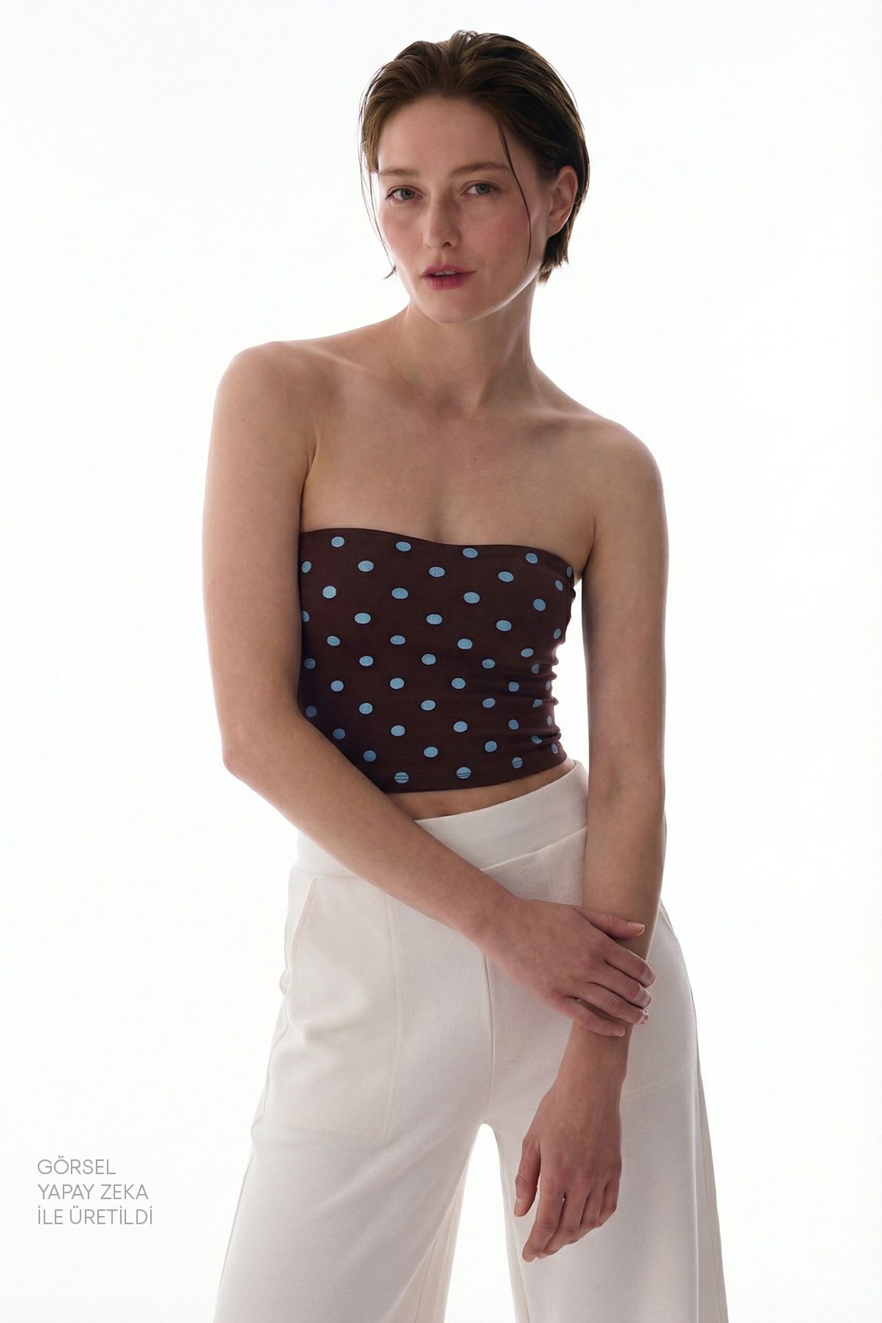 PENTI Polka Dot Strapless Top
