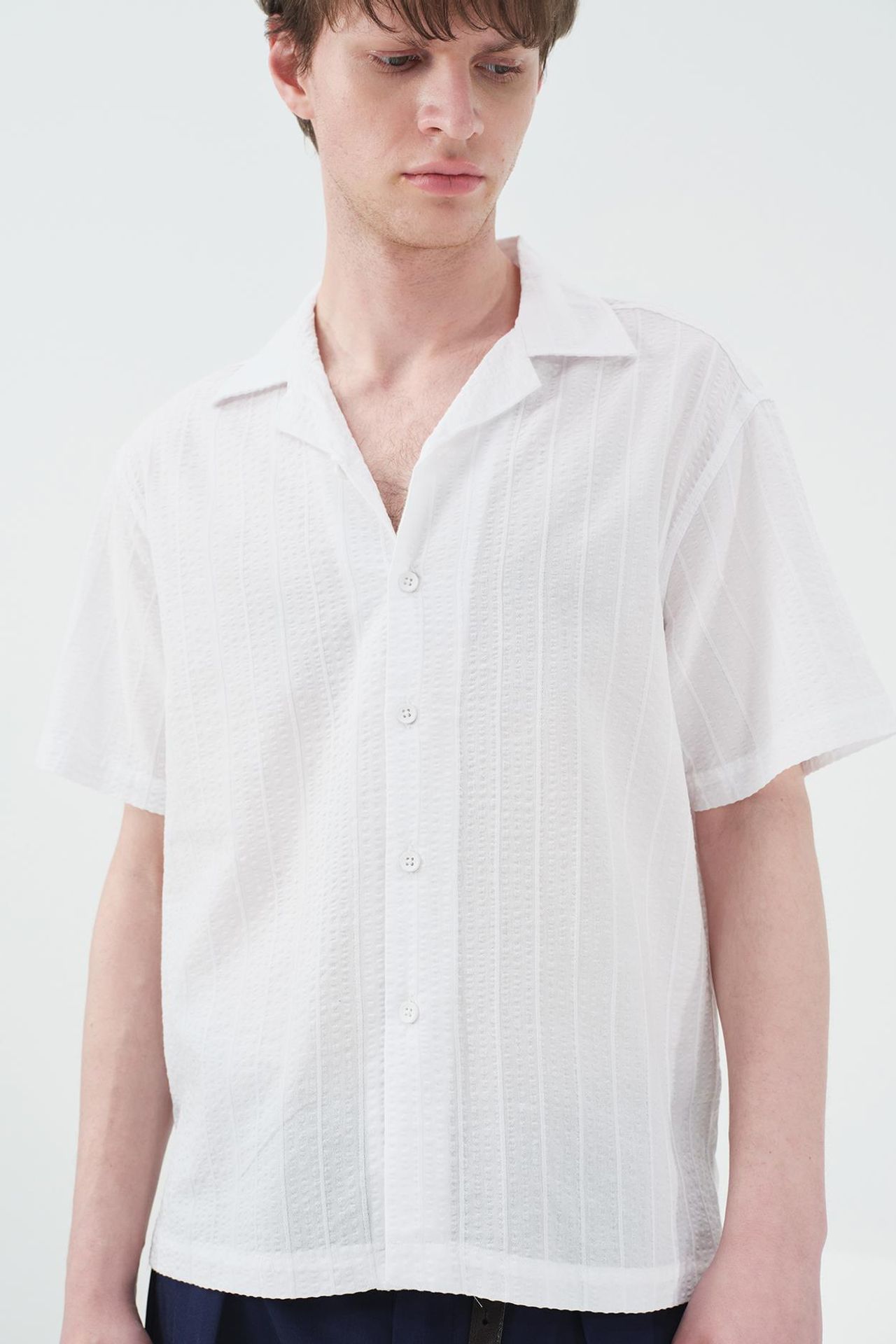 GIESTO Short Sleeve Textured Cotton Shirt 2