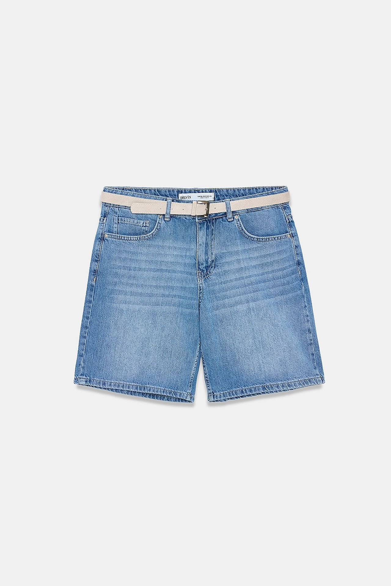 DILVIN High-Waist Wide-Leg Denim Shorts With Belt