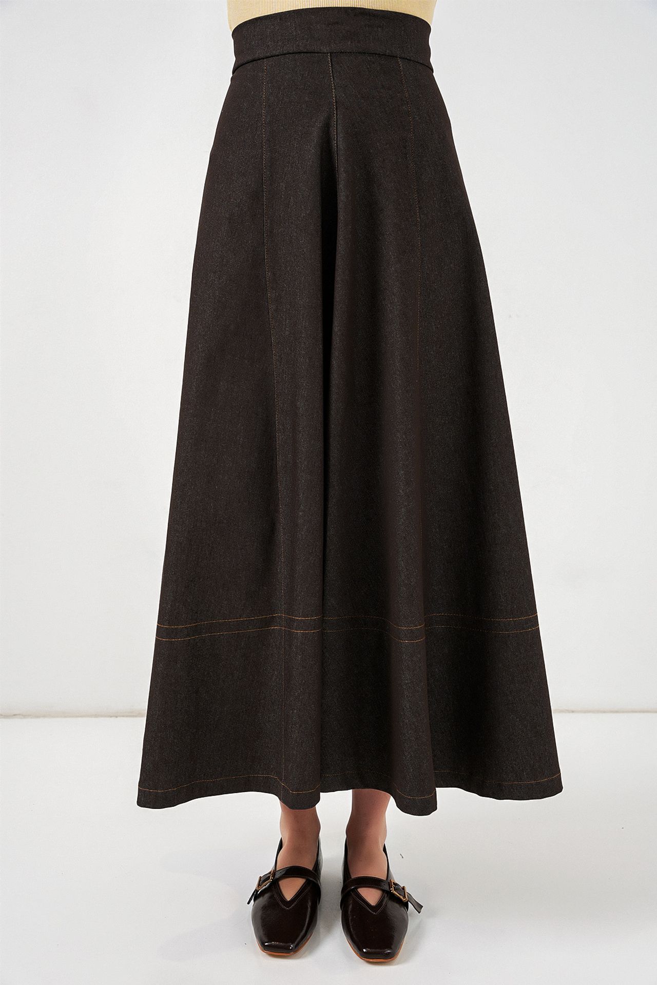 BDART High Waist Denim A-Line Maxi Skirt with Pockets 4