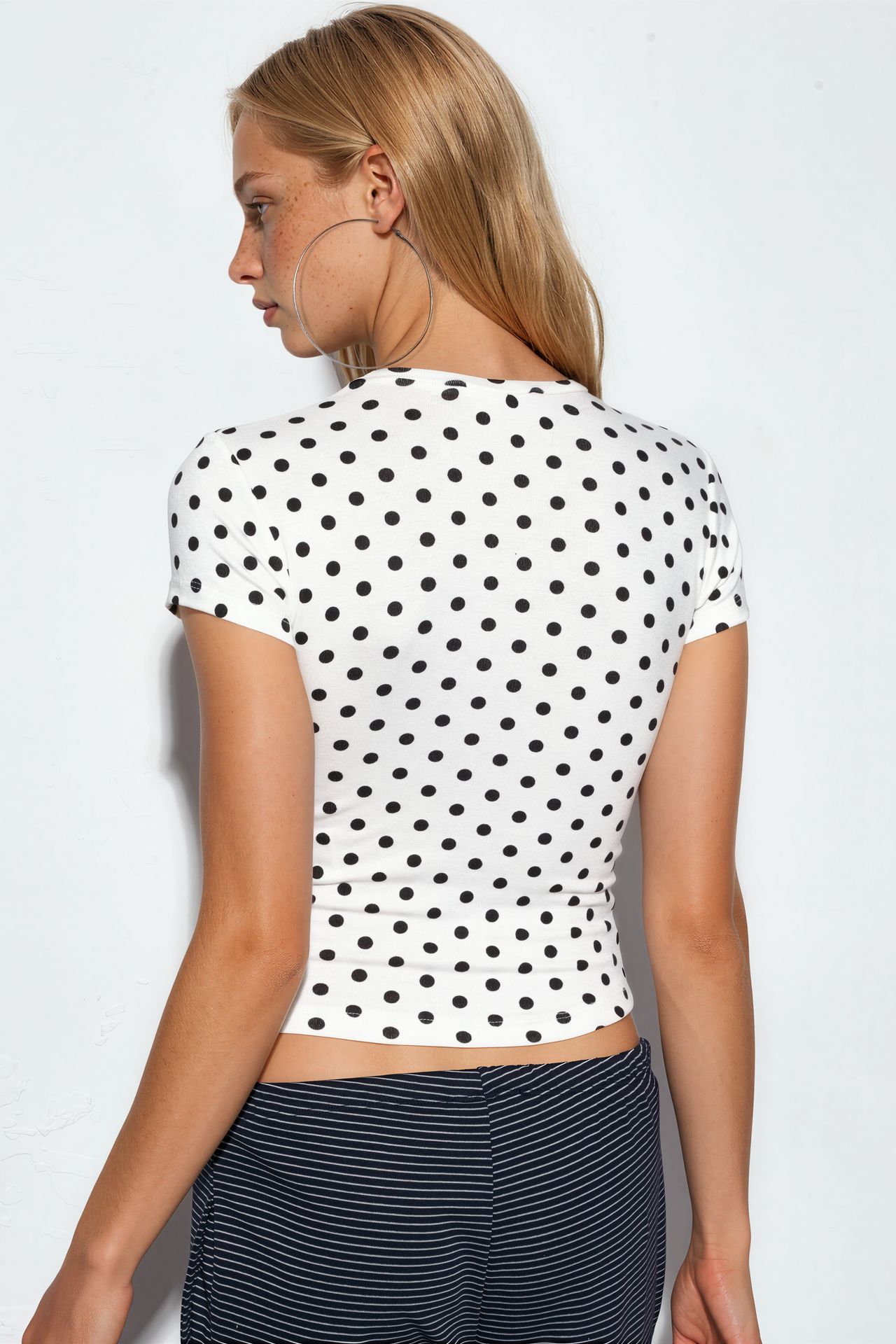 BDART Women's Polka Dot Slim-Fit Crew Neck T-Shirt 3