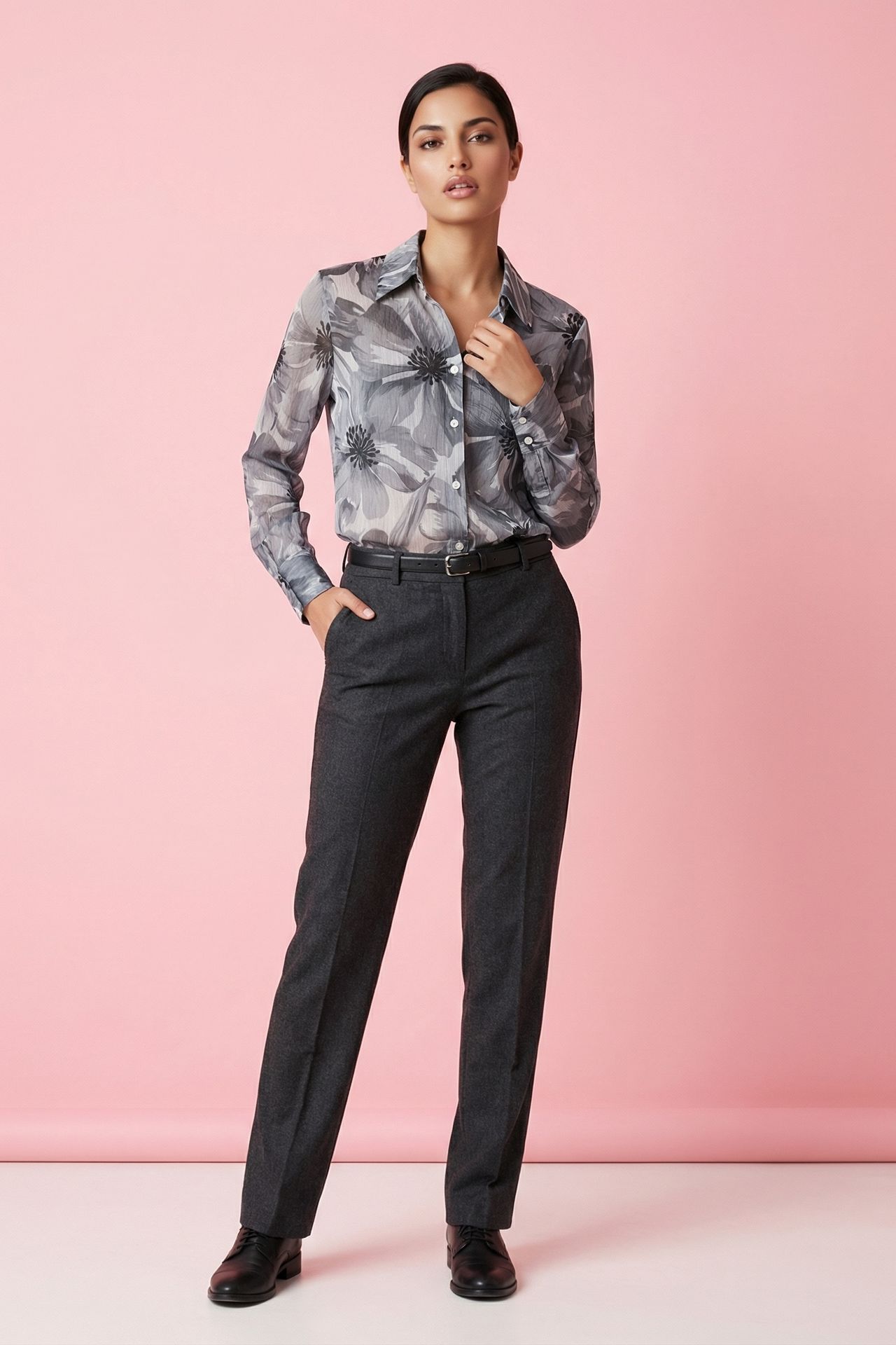 MY FASHION Çiçek Desenli Düğmeli Gömlek 2