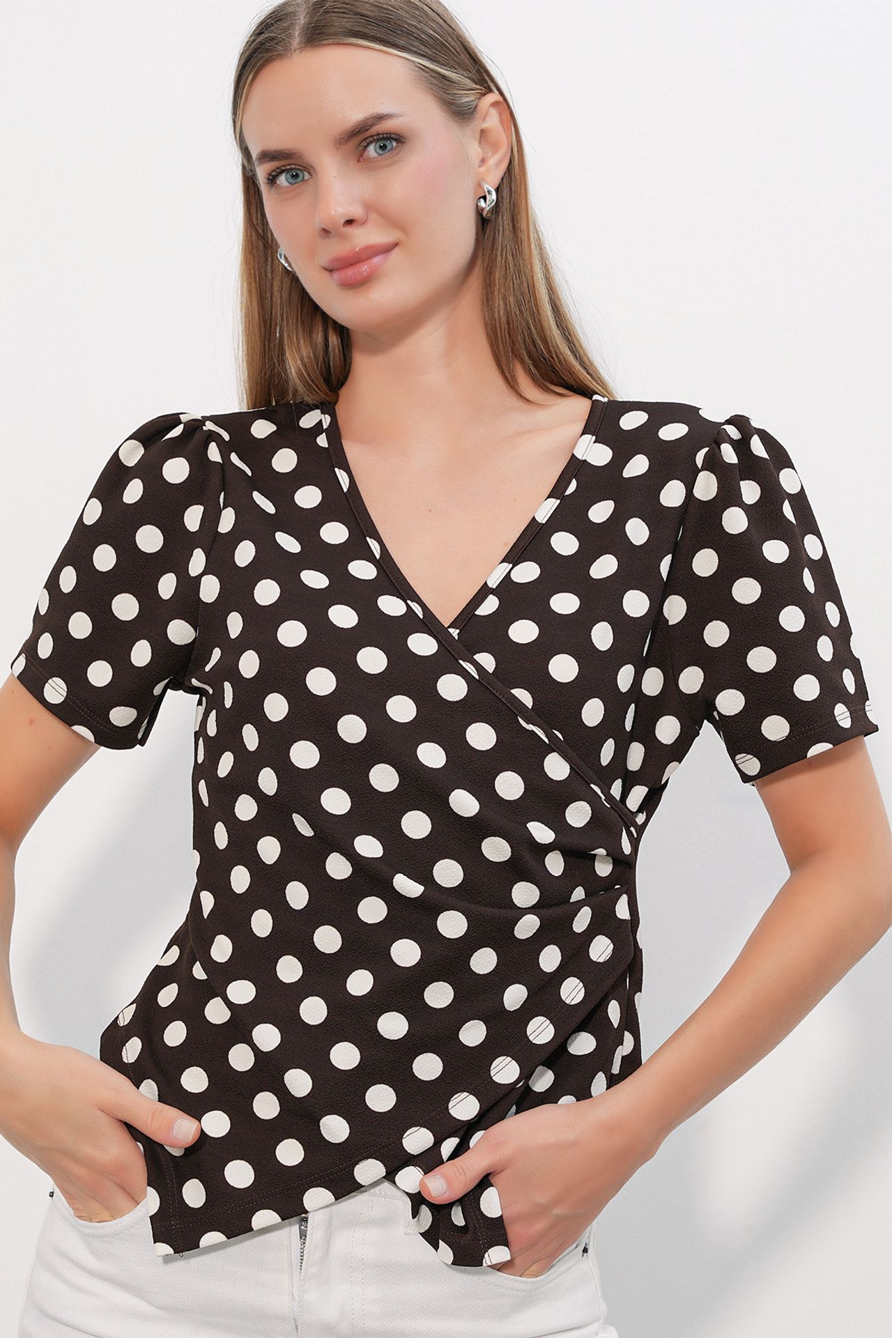 BDART Women's Polka Dot Wrap Blouse 3