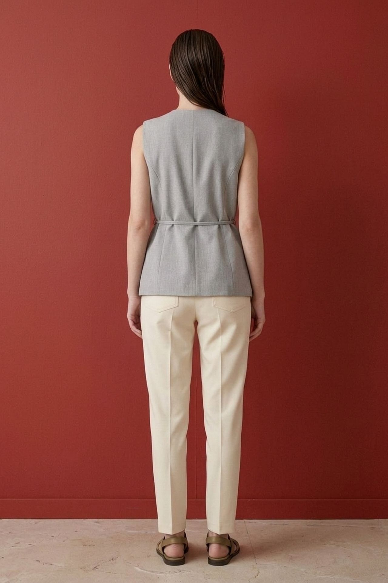 MY FASHION Belted crepe waistcoat 6