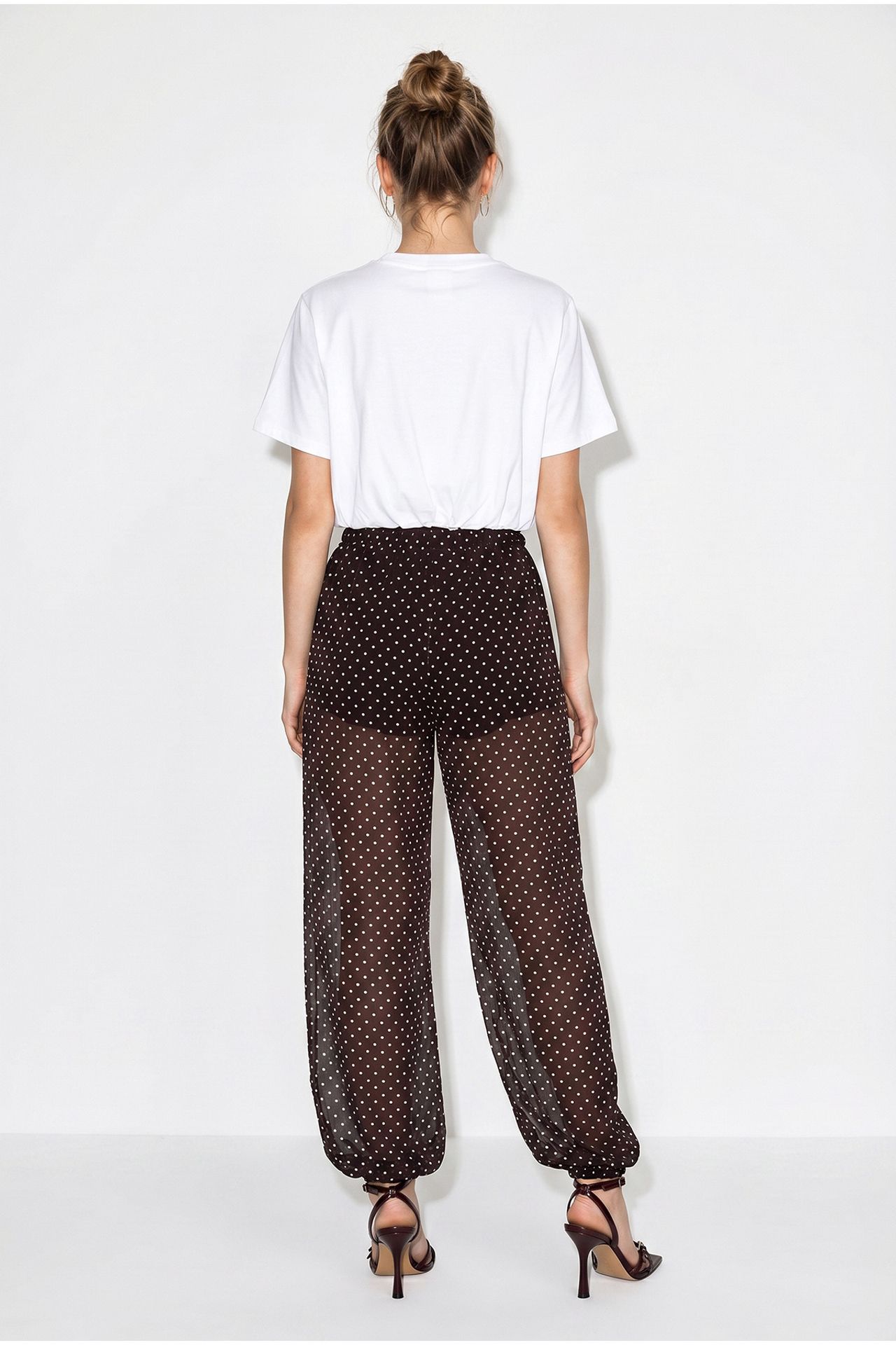LUCCI Polka Dot Chiffon Jogger Pants 5