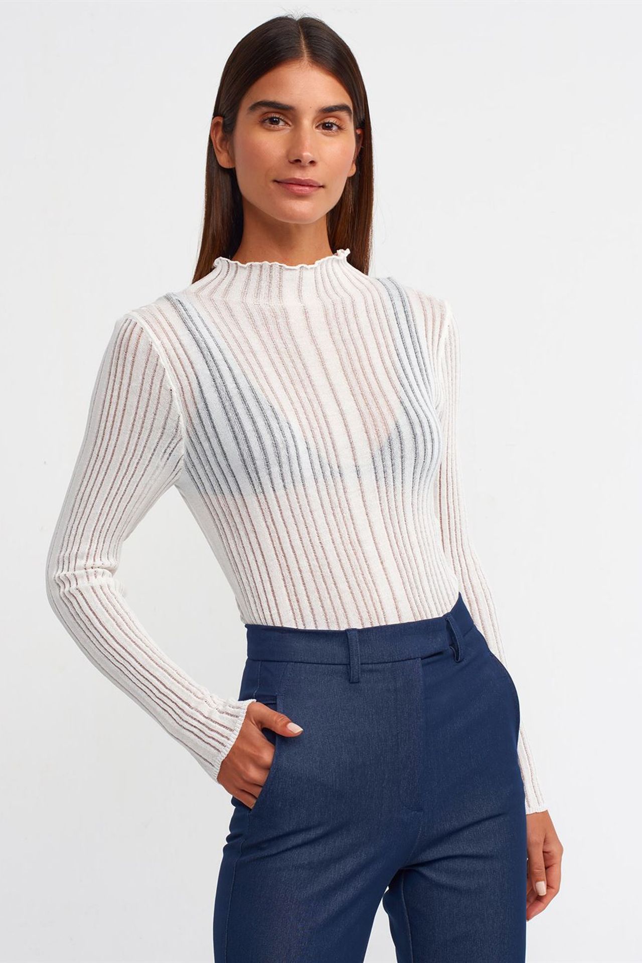 DILVIN Slim Fit Ribbed Half-Turtleneck Sweater 1