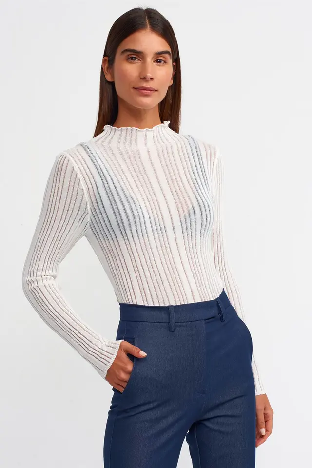 DILVIN Slim Fit Ribbed Half-Turtleneck Sweater