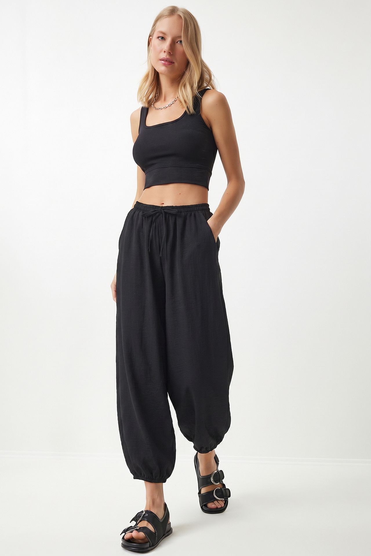 ISTANBUL Women's Crepe Harem Trousers 2