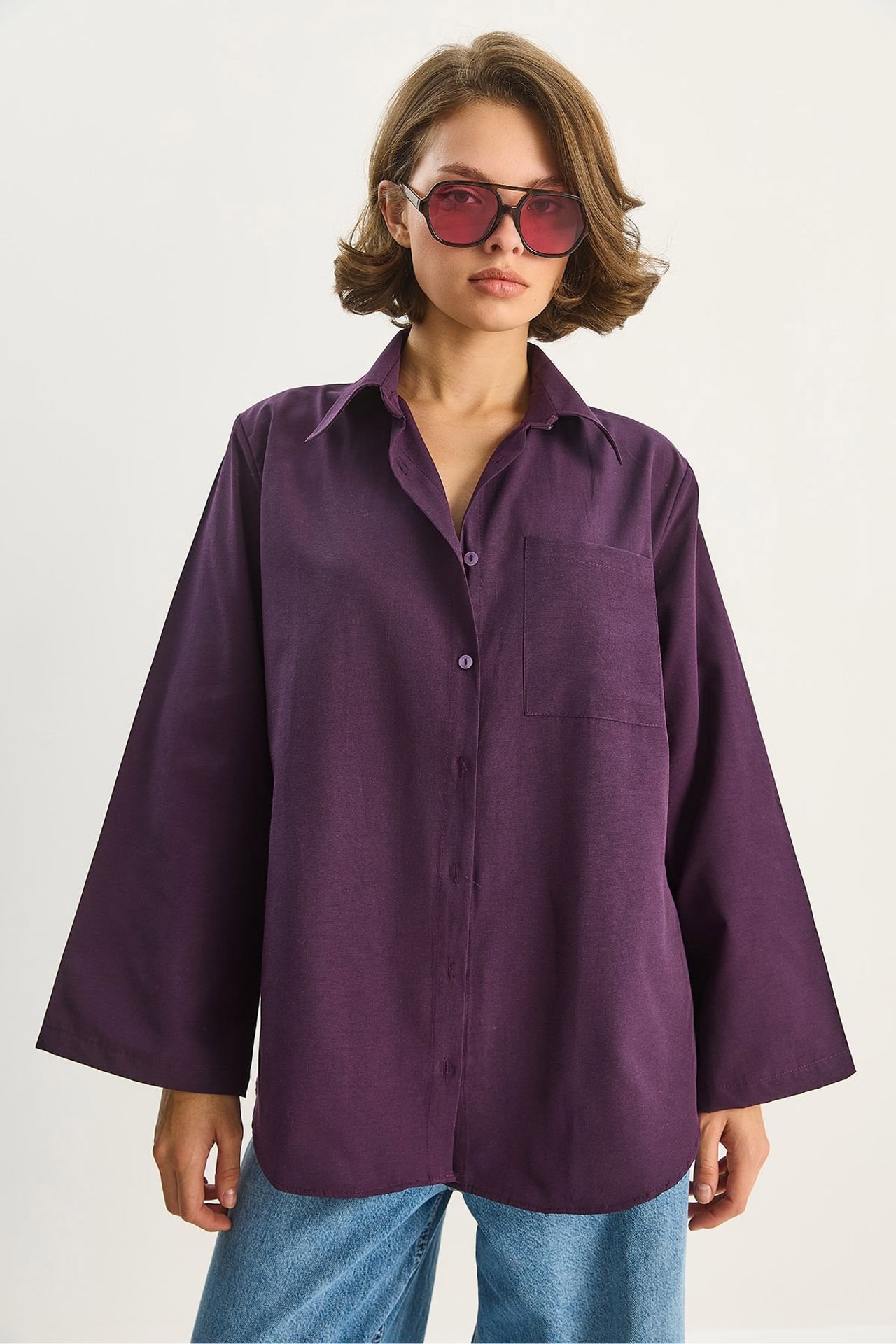 LUCCI Oversized Poplin Shirt with Pockets