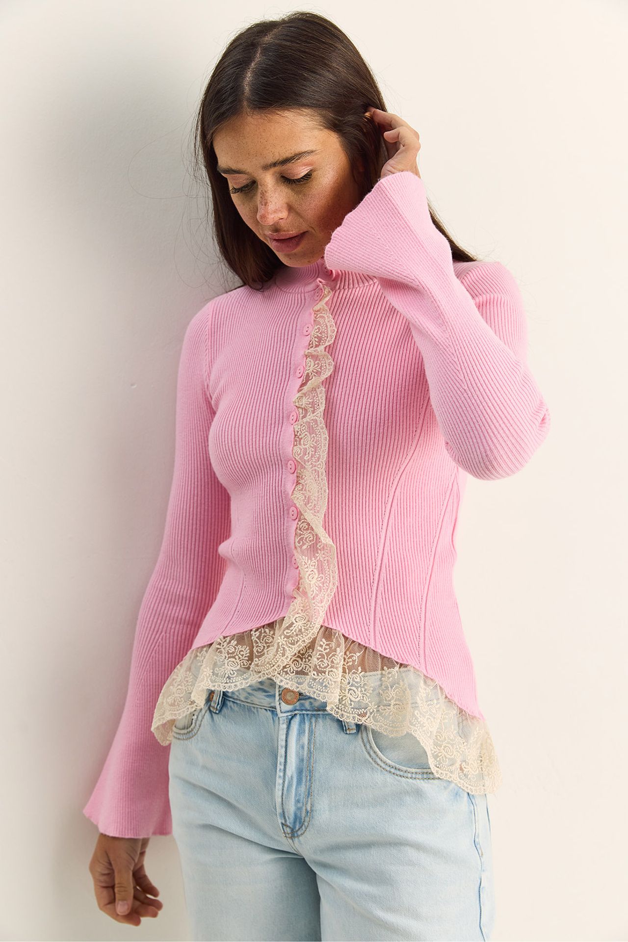 LUCCI Half Turtleneck Ribbed Cardigan 4