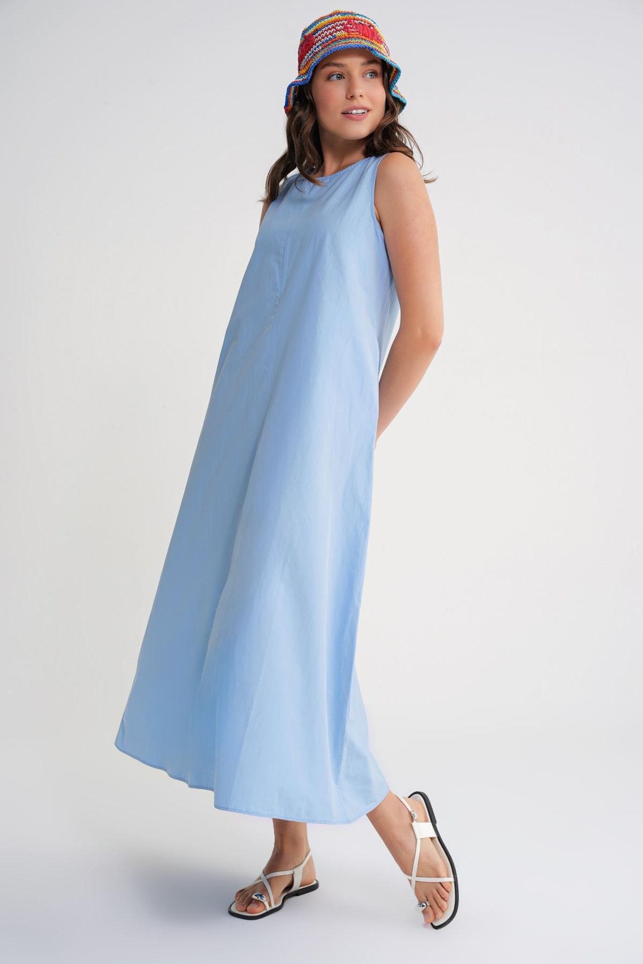 MIXRAY Maxi poplin dress with pockets 3