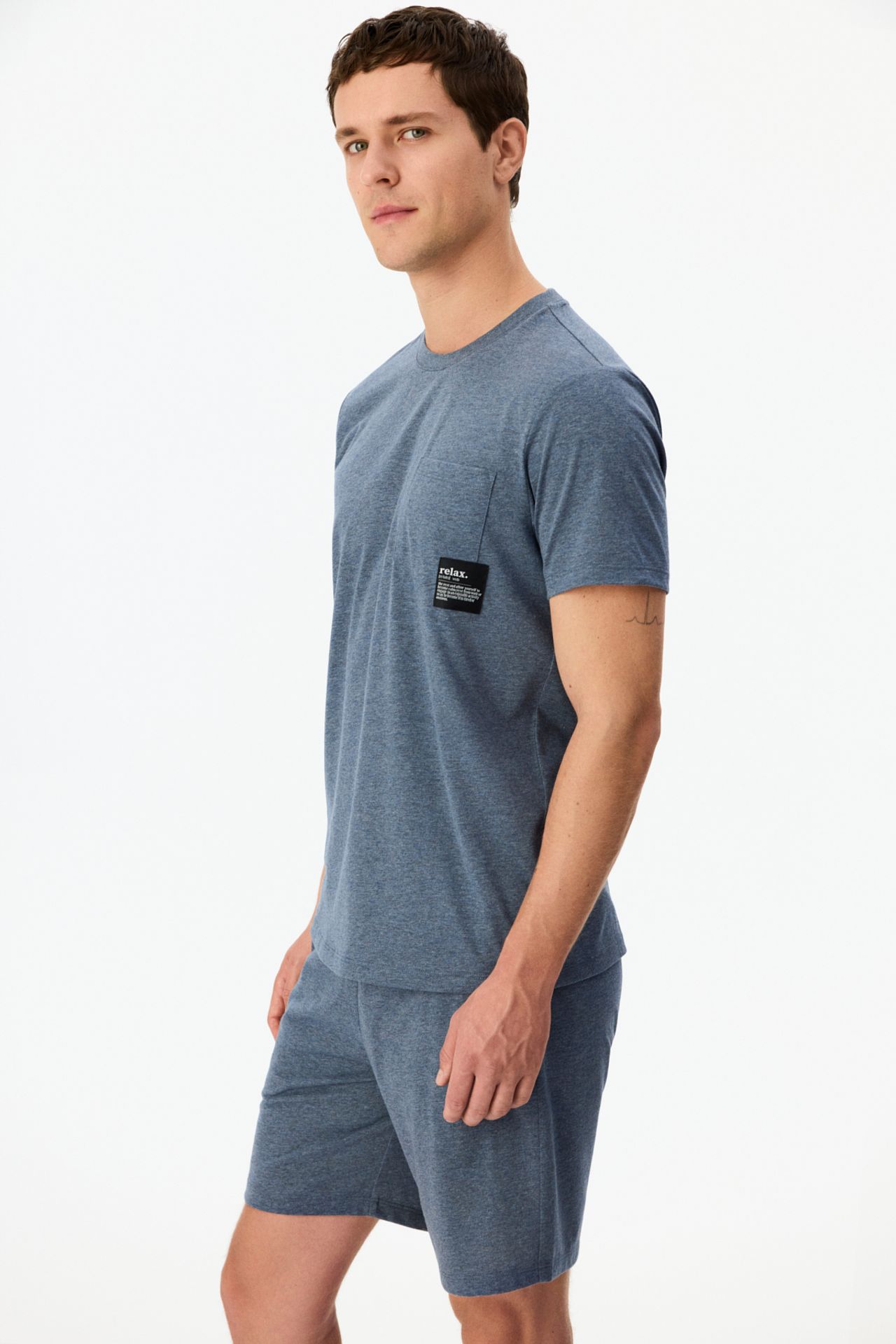 PENTI Men's Soft Short Sleeve Shorts Pajama Set 3