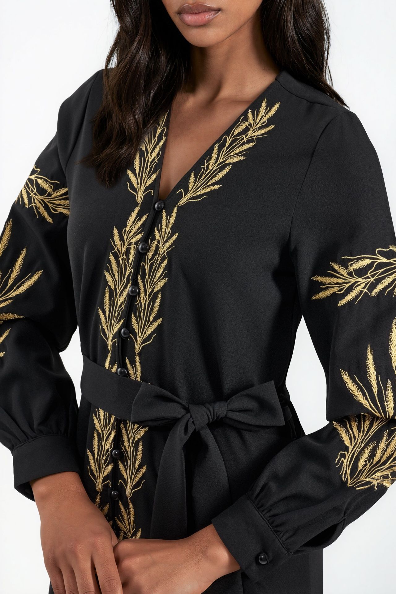 MSN Embroidered V-Neck Maxi Dress