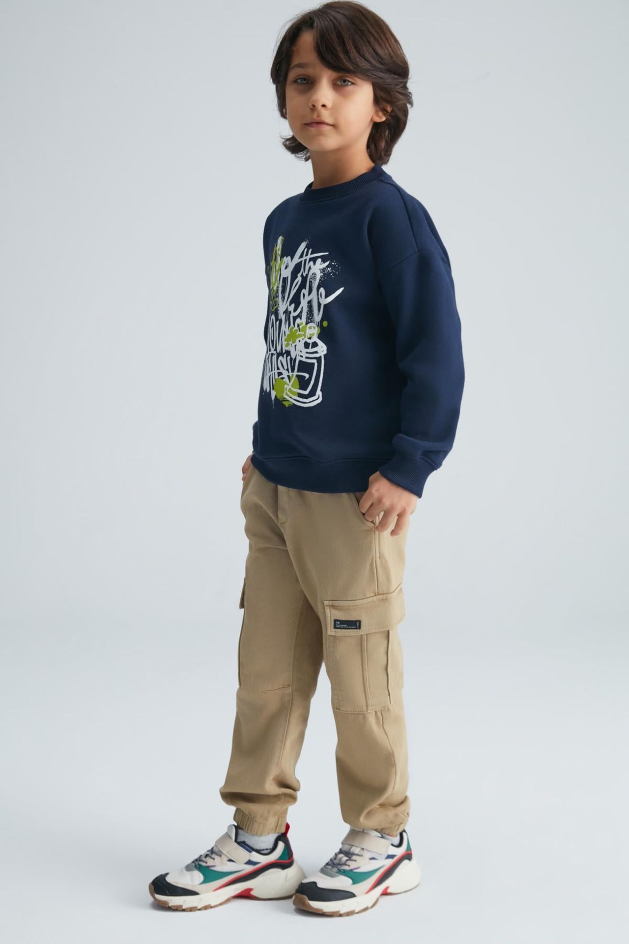 GRIMELANGE Bisiklet Yaka Yazı Baskılı Sweatshirt 2