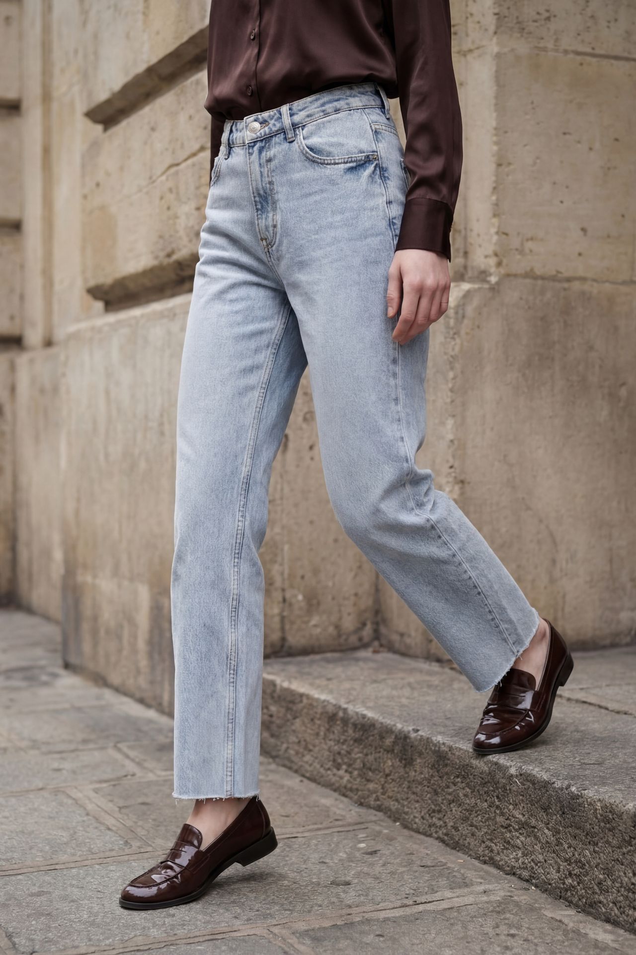 MY FASHION High Waist Ankle Length Straight Leg Denim Pants 3