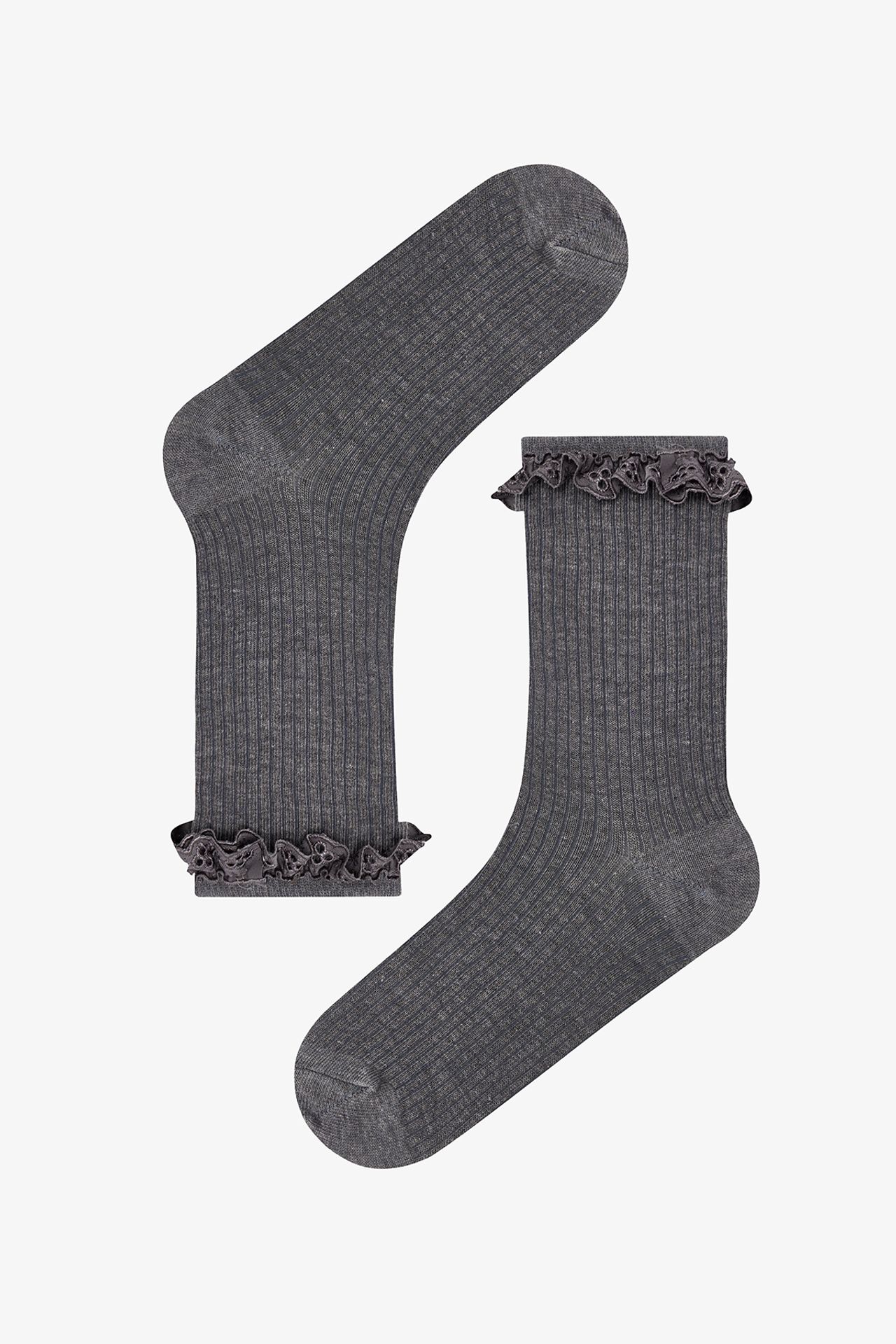 PENTI Chic Lace Cotton Double Crew Socks 2