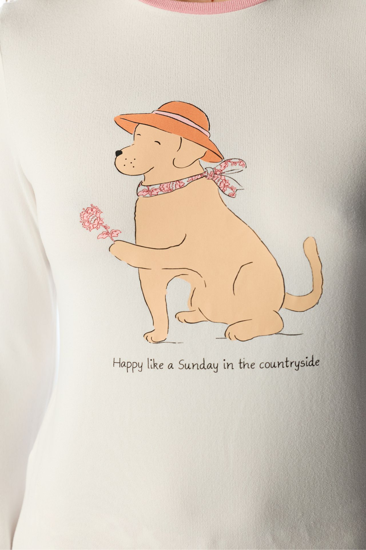 PENTI Kırık Countryside Dog Pattern Long Sleeve Pajama Top 5
