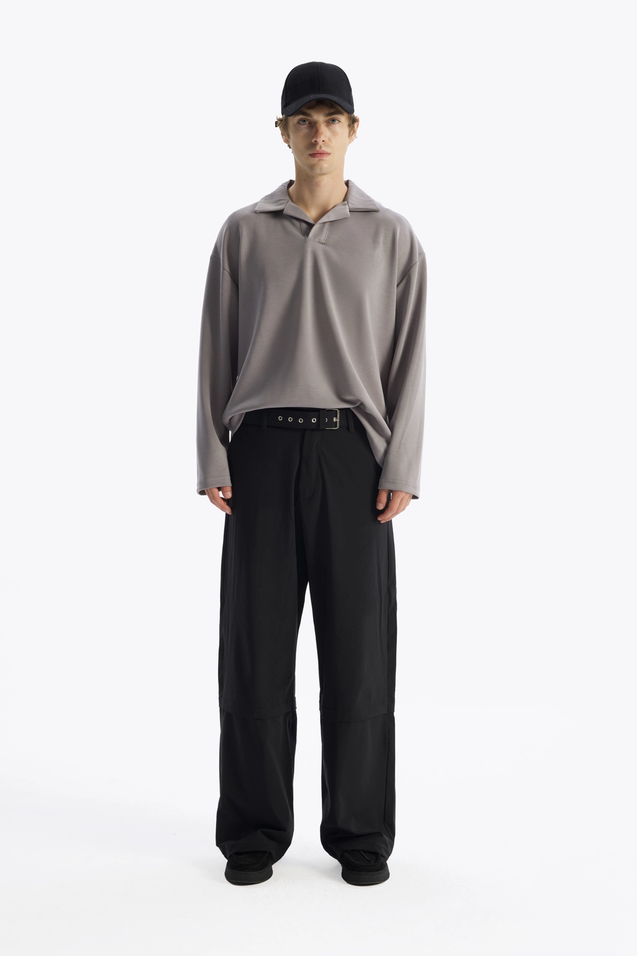GIESTO Men's oversized open-collar long-sleeve T-shirt 5