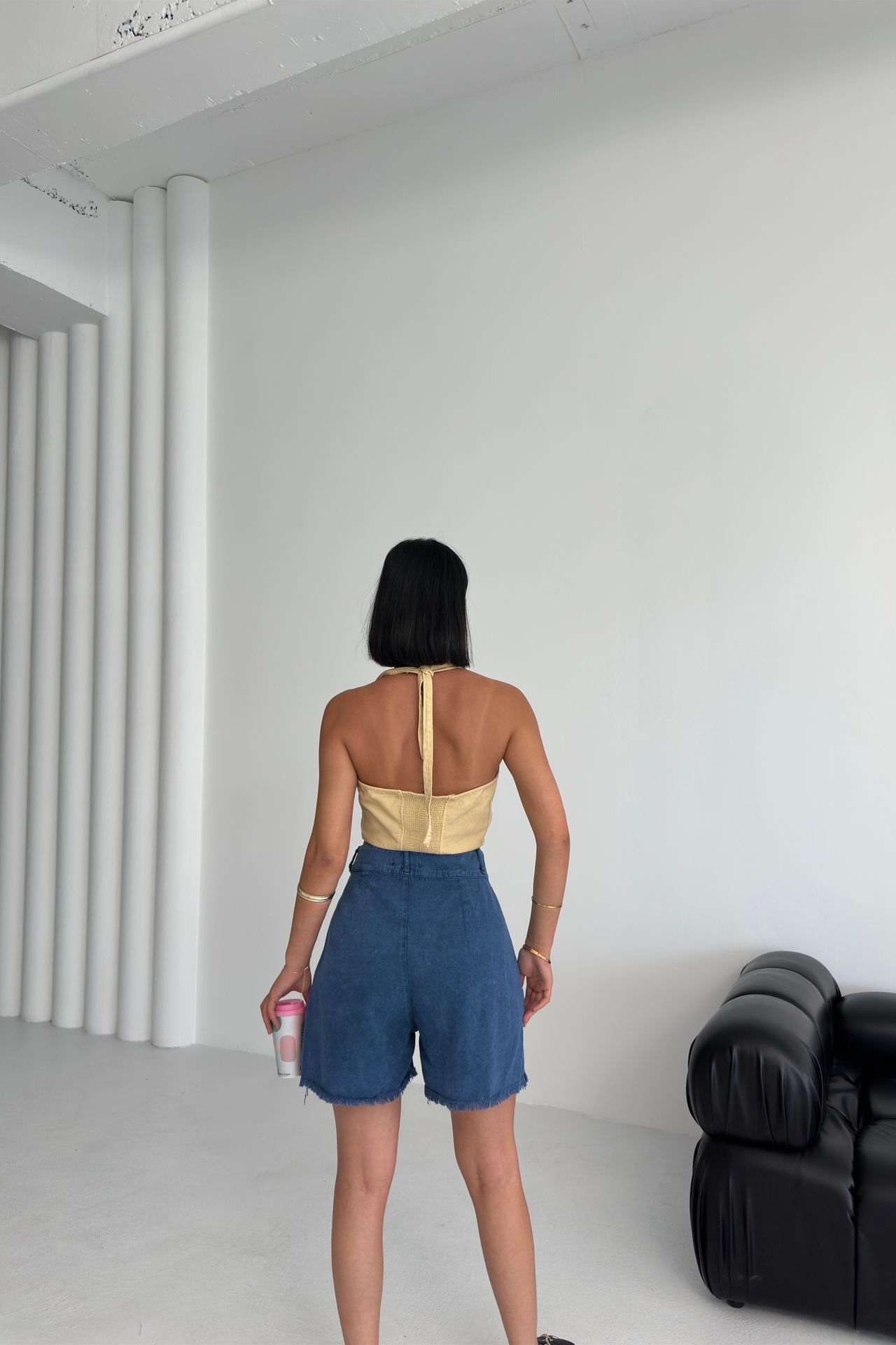 MY FASHION High Waist Wide Leg Denim Shorts