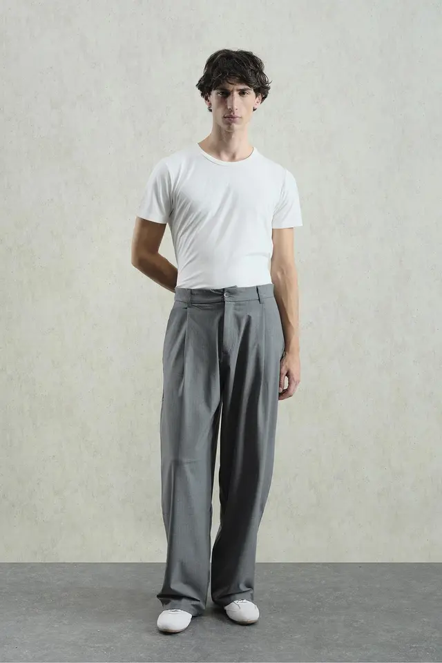 GIESTO Mid Waist Pleated Palazzo Pants