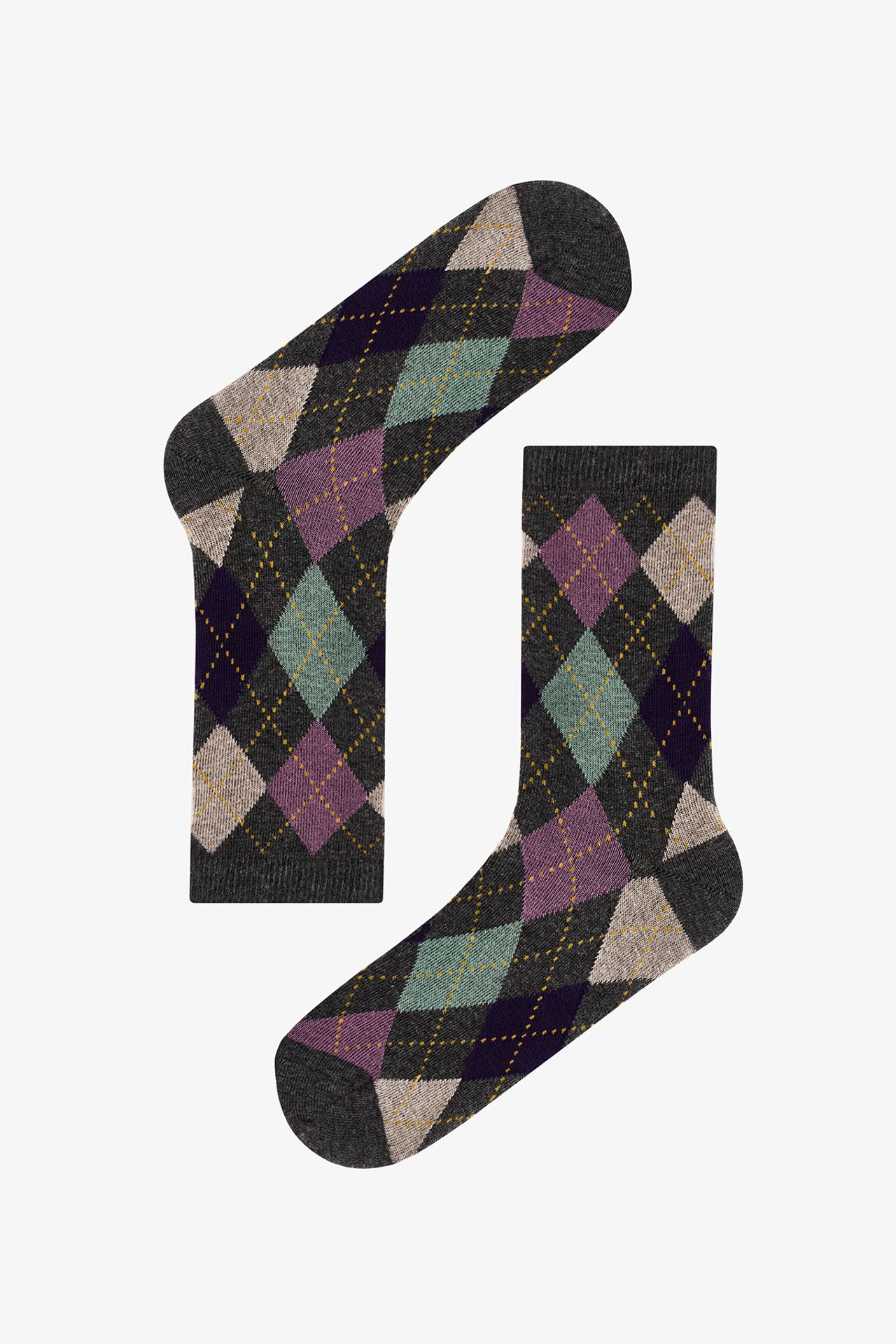 PENTI Classy Diamond Diamond Pattern Cotton Pair Crew Socks 2