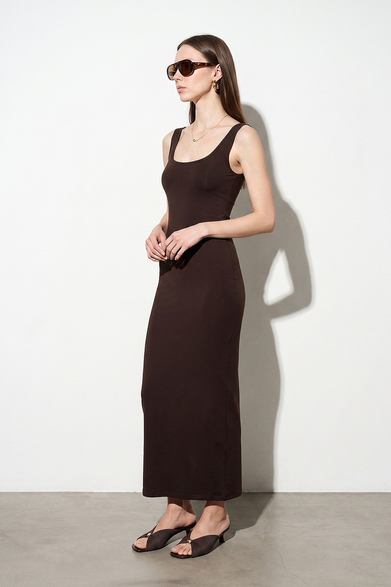 DILVIN Kolsuz Bodycon Midi Elbise 3