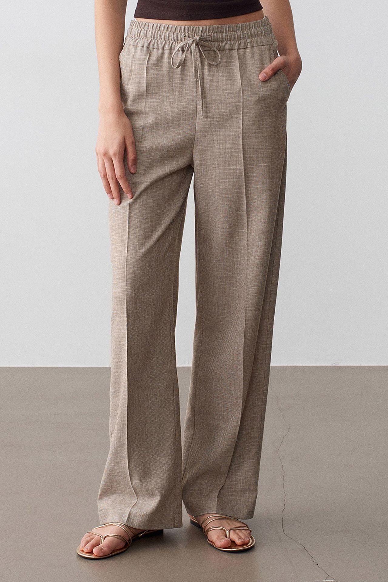 DILVIN Wide-Leg Poplin Lounge Trousers 3