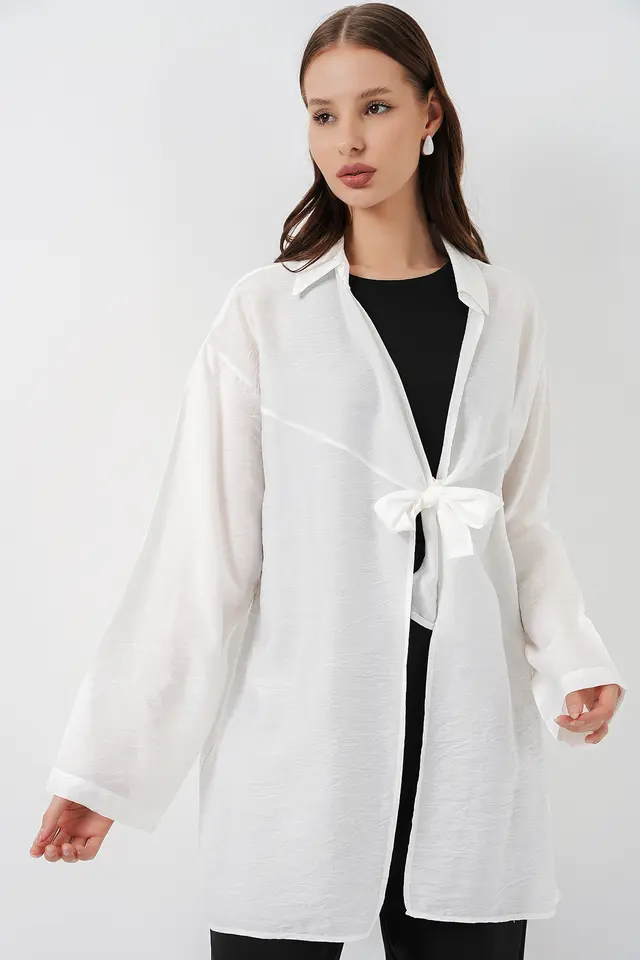 BDART Tie Detail Long Sleeve Kimono