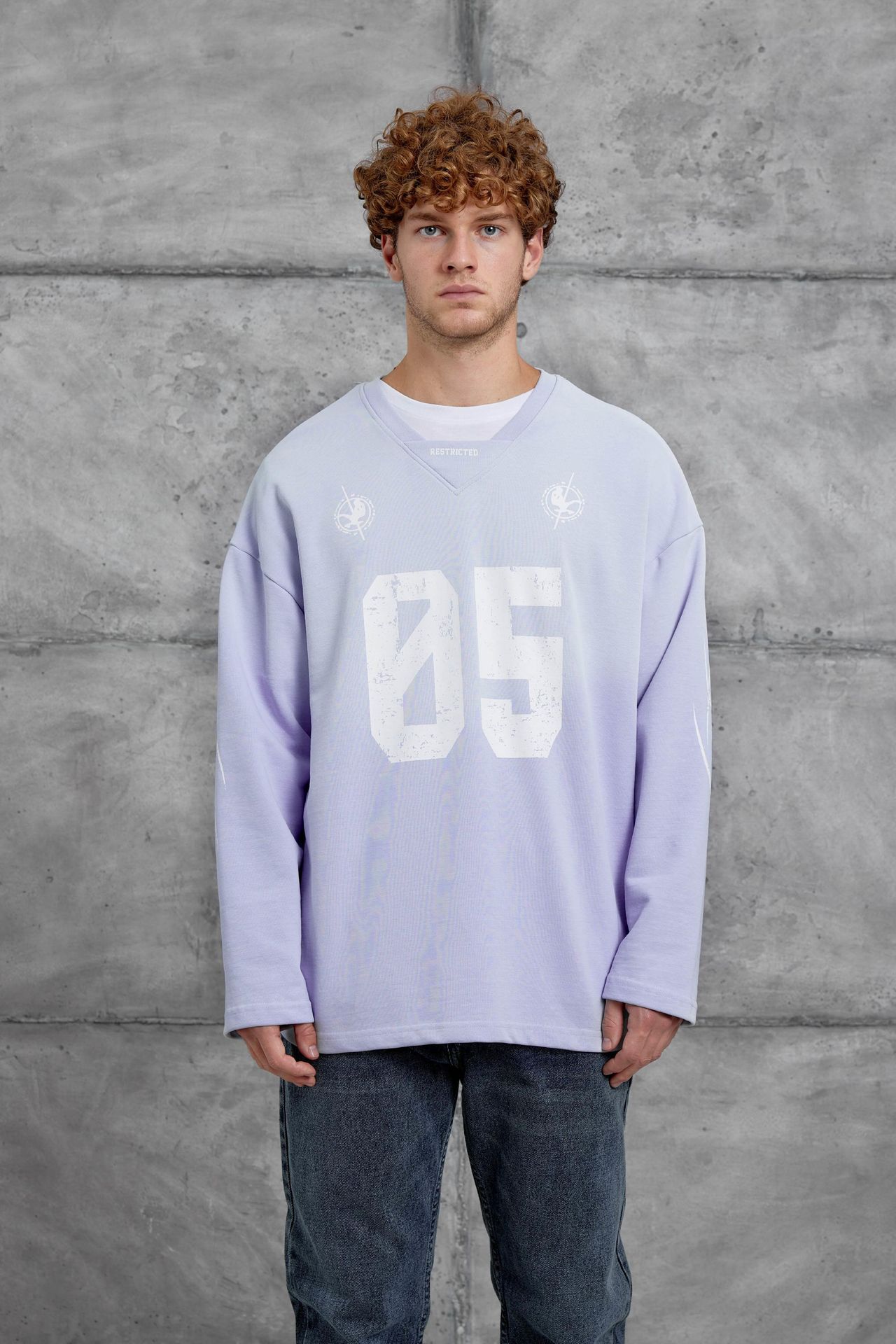 NOMARC Baskılı Oversize Bisiklet Yaka Sweatshirt 1