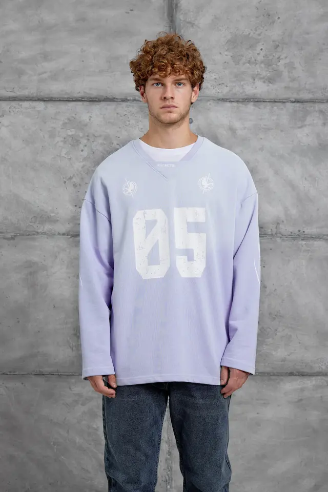 NOMARC Baskılı Oversize Bisiklet Yaka Sweatshirt