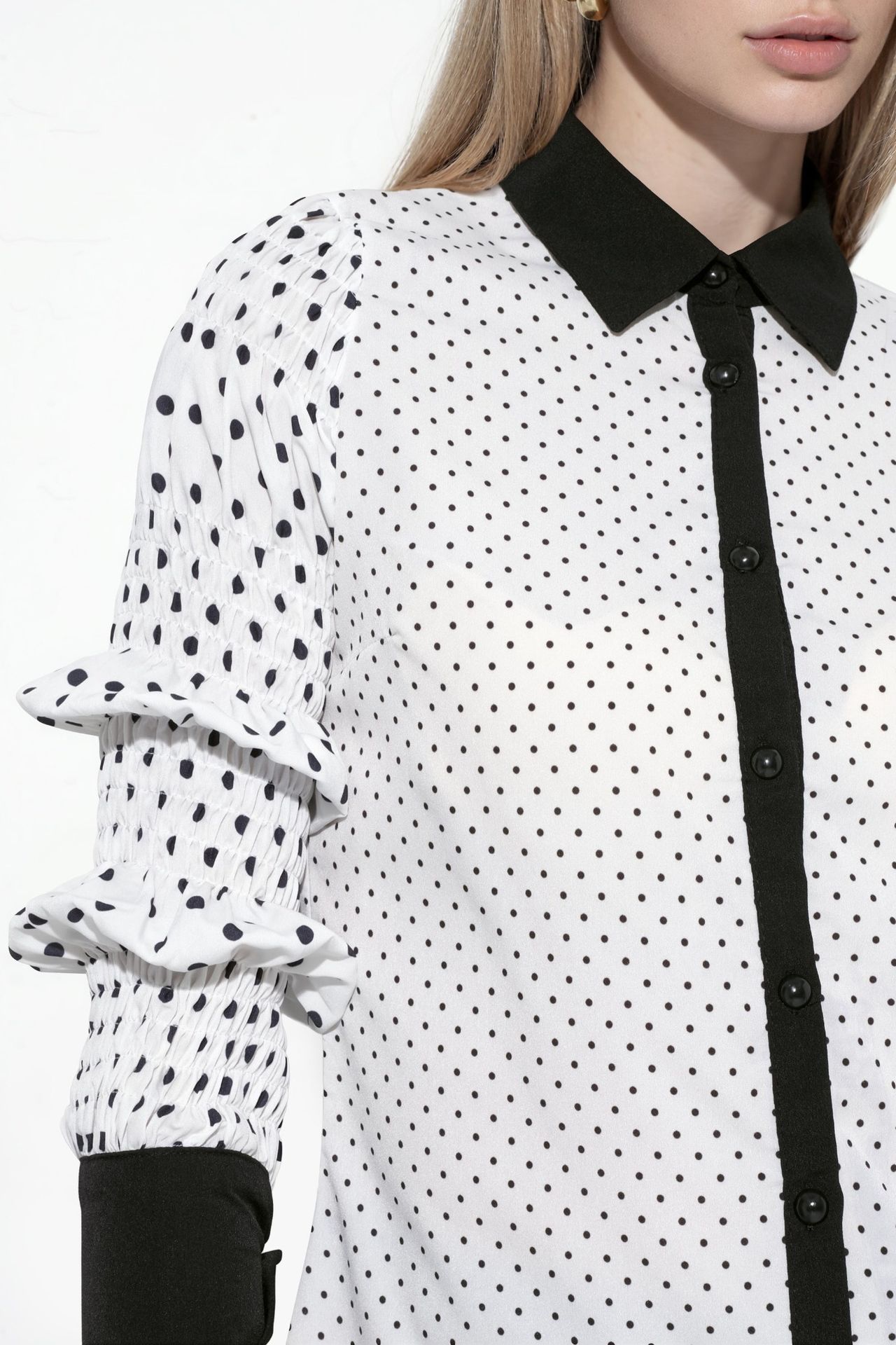MSN Women's Polka Dot Woven Button T-Shirt 4
