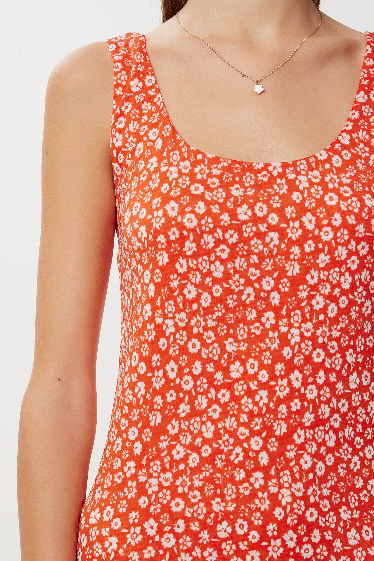 ISTANBUL Floral Printed Sleeveless Midi Dress with U Collar 4
