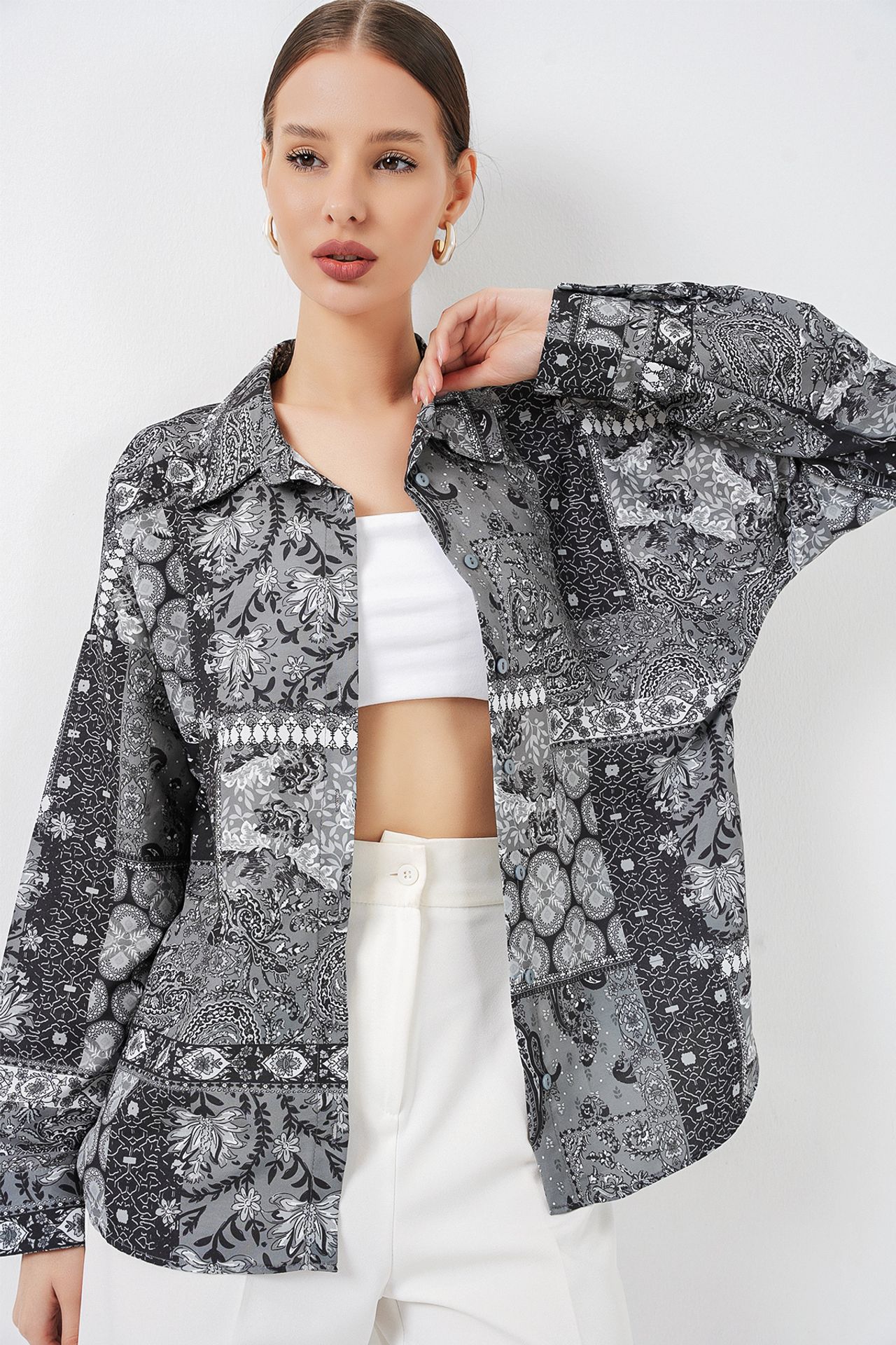 BDART Oversized Paisley Print Button-Up Shirt 4
