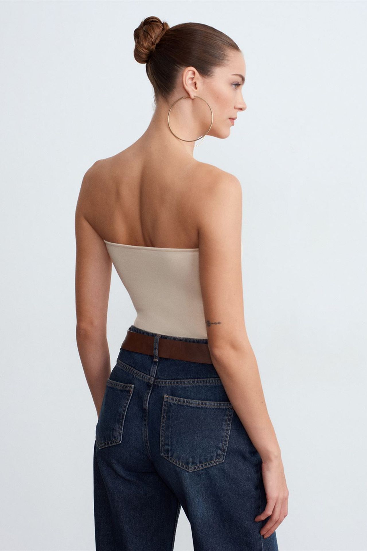 DILVIN Slim Fit Strapless Bandeau Blouse 2