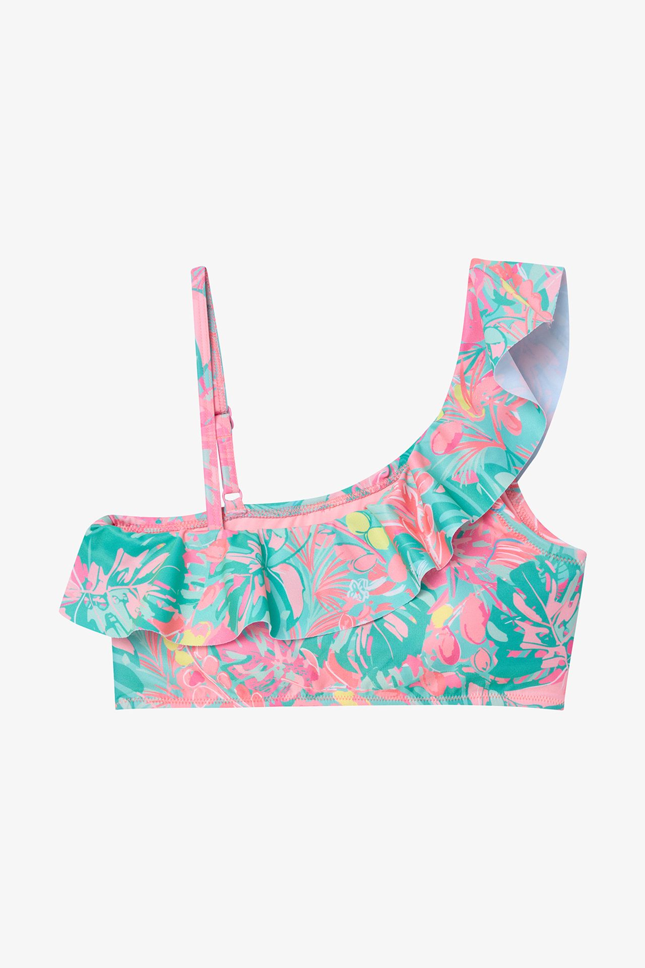 PENTI Bali Leaf Print Ruffled One Shoulder Bikini Set 2