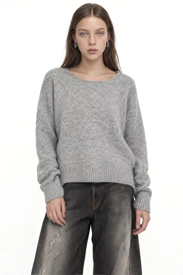 MIXRAY Oversized Boat Neck Knit Sweater