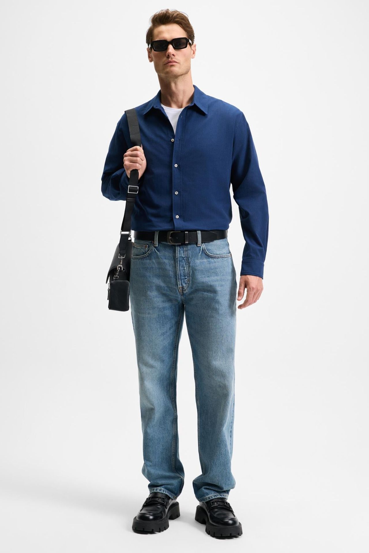 GRIMELANGE Straight Collar Button Front Shirt 2