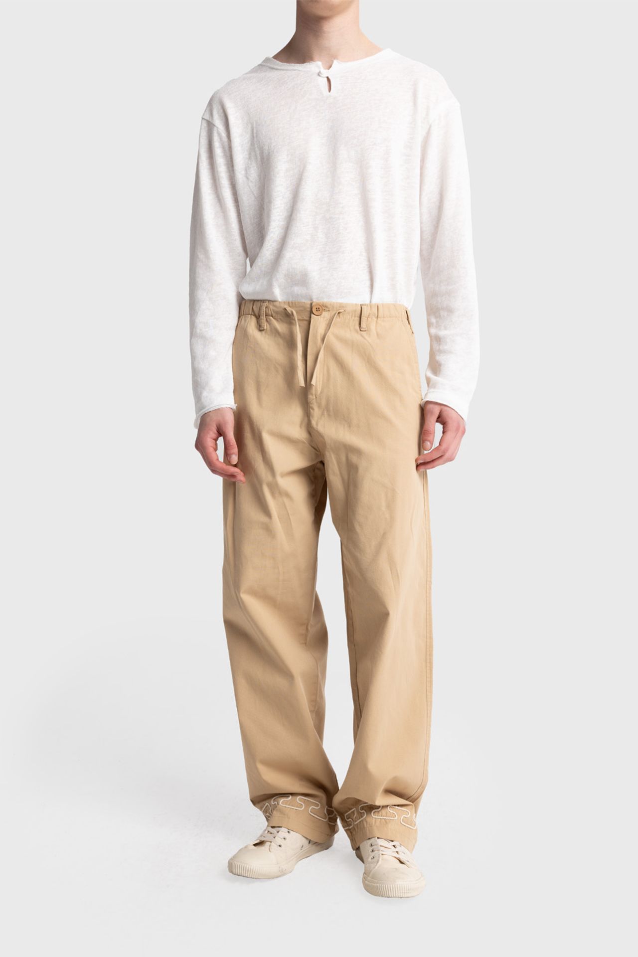 GIESTO Men's Cotton Poplin Wide-Leg Knit Pants 4
