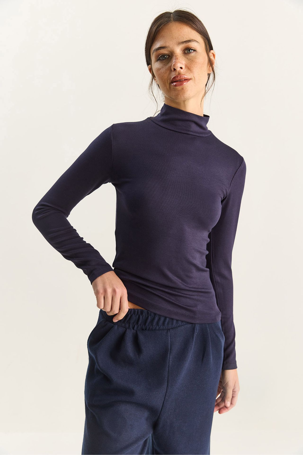 LUCCI Slim Fit Long Sleeve Half Turtleneck Top 3