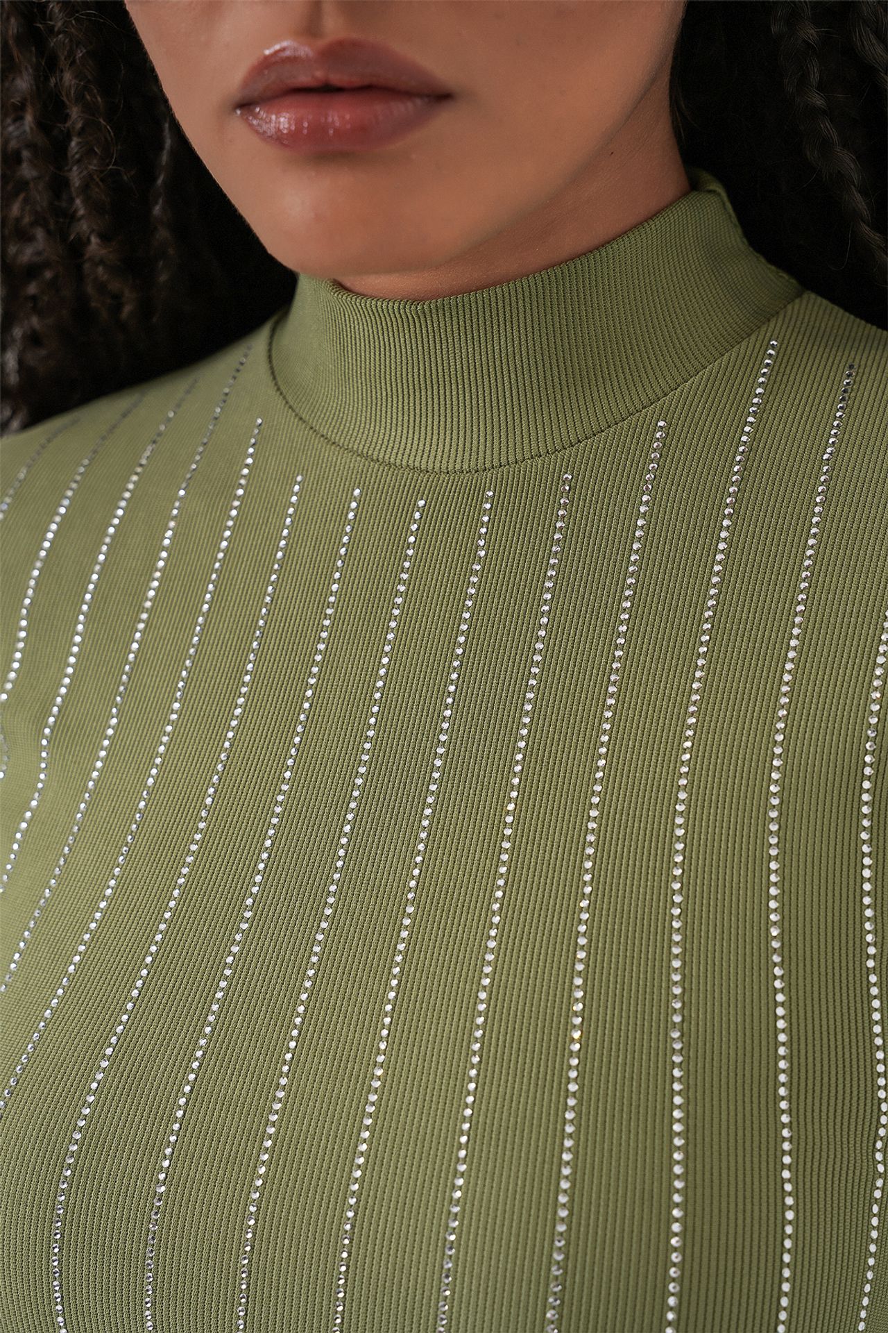 BDART Striped Half Turtleneck Long Sleeve Top with Stone Detail 6