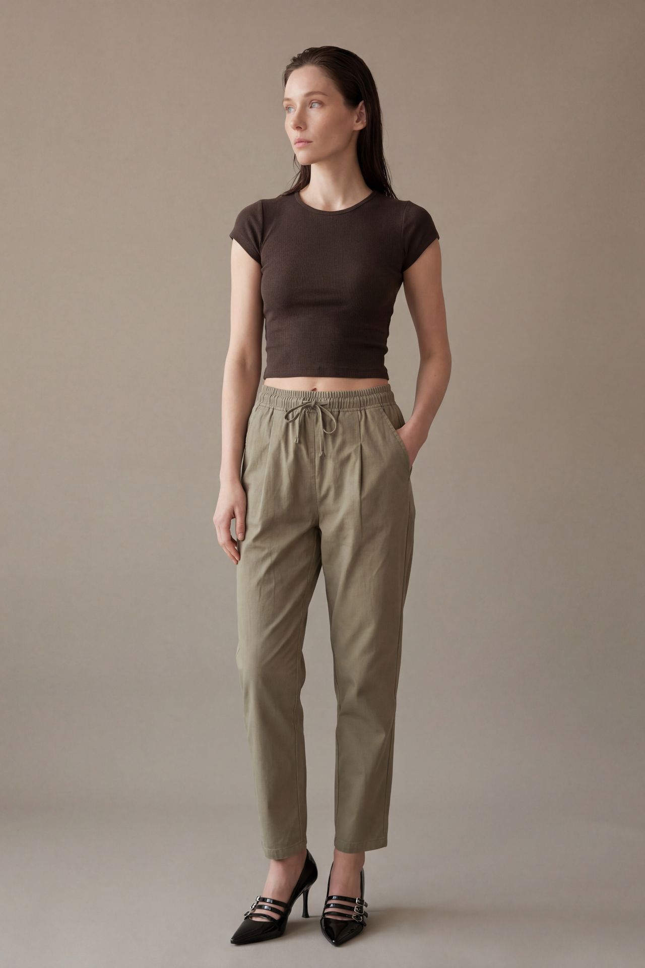 MY FASHION Ankle Length Drawstring Waist Pants with Pocket 5