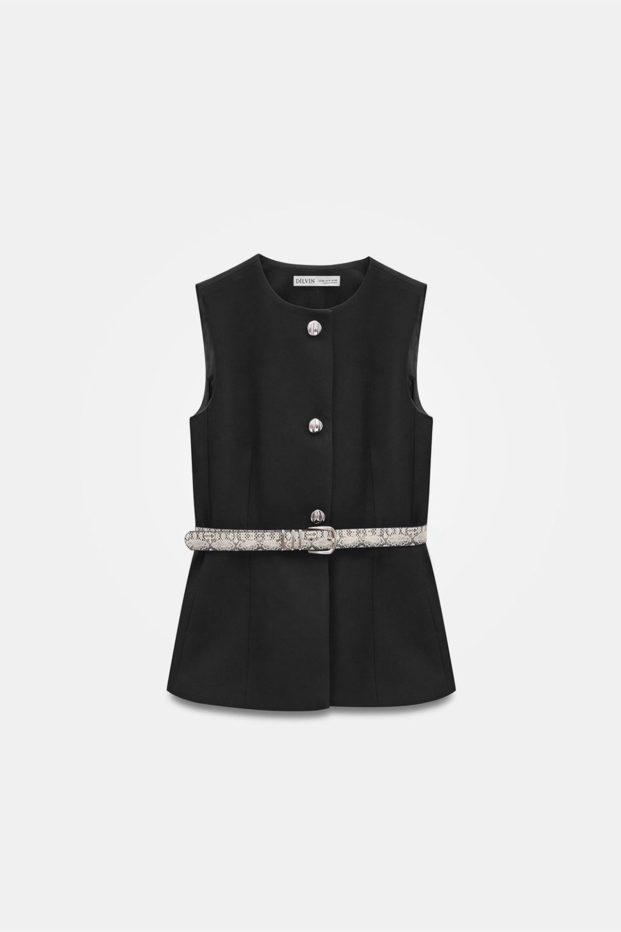 DILVIN Belted Crepe Waistcoat 5