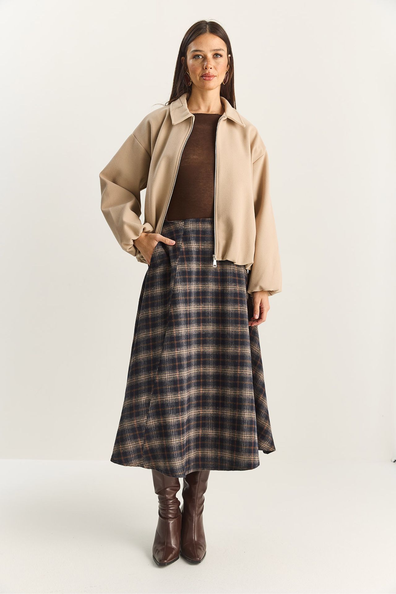 LUCCI High Waist Midi Skirt