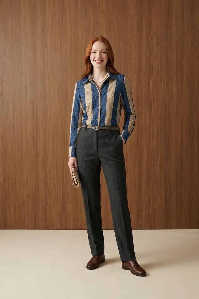 MY FASHION Striped Velvet Weave Button Shirt