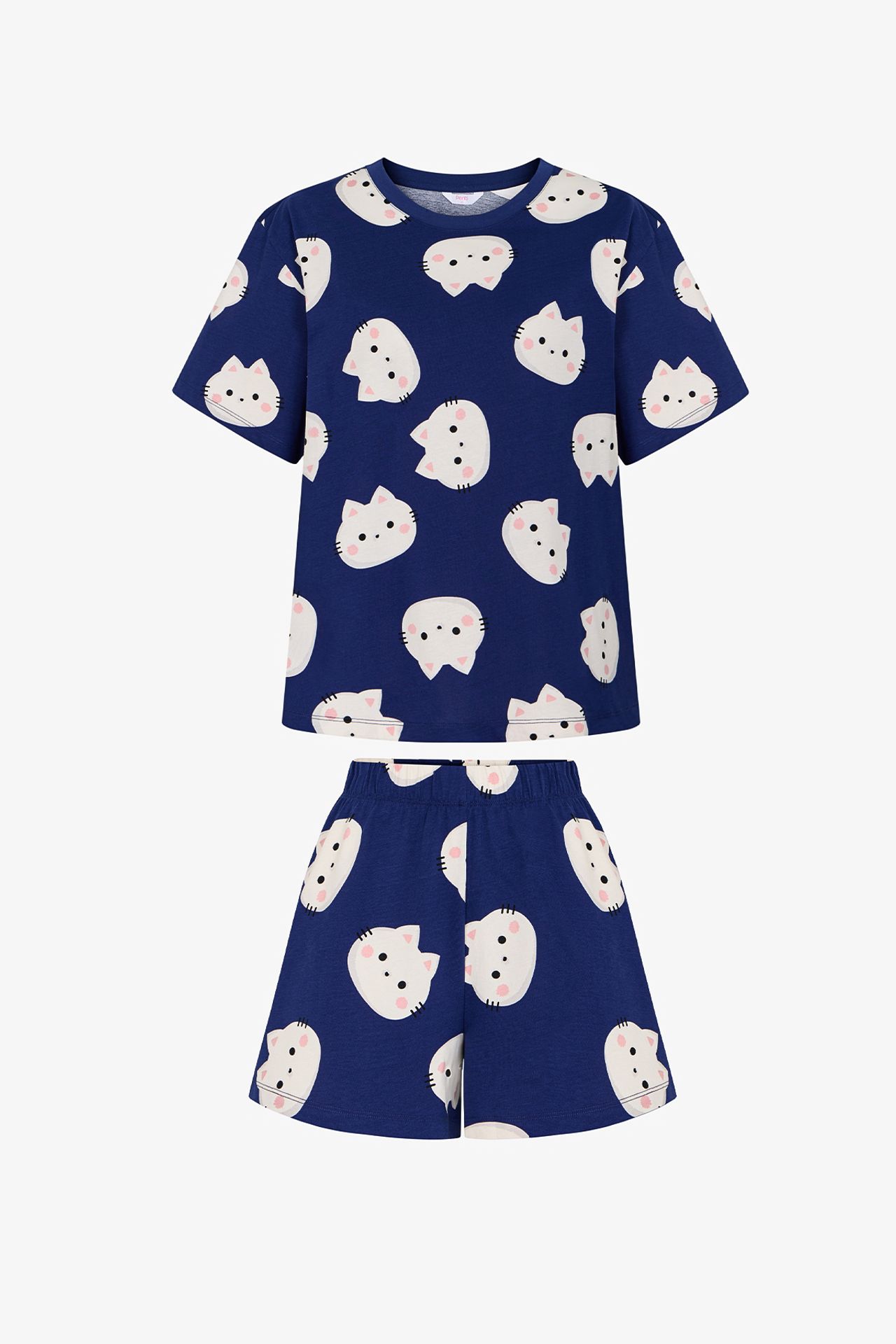 PENTI Happy Cats Cat Pattern Short Sleeve Shorts Pajama Set 5