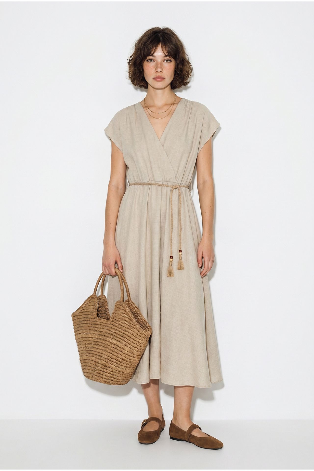 LUCCI Belted Wrap Midi Dress 4